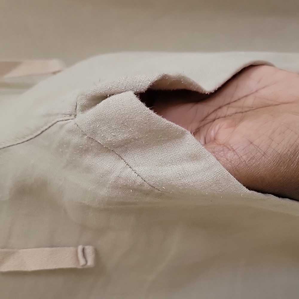 Vintage Old Navy Khaki Linen Drawstring Pants - Picture 6 of 7